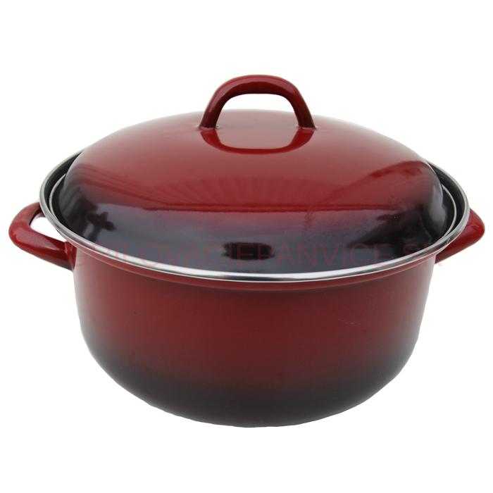 Smaltovaný červený kastról 24 cm