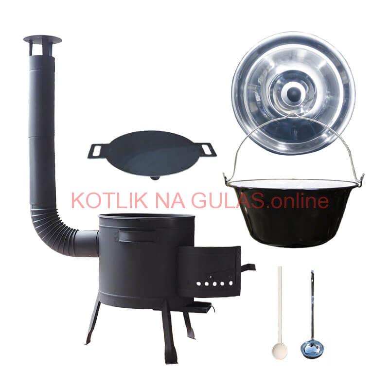 Smaltovaný kotlík 20 L + železná panvica 44 cm UNI + žiaruvzdorná kotlina 42 PLUS 600 4 MM