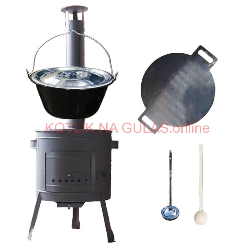 Smaltovaný kotlík 20 L + železná panvica 44 cm UNI + žiaruvzdorná kotlina 42 PLUS 600 4 MM