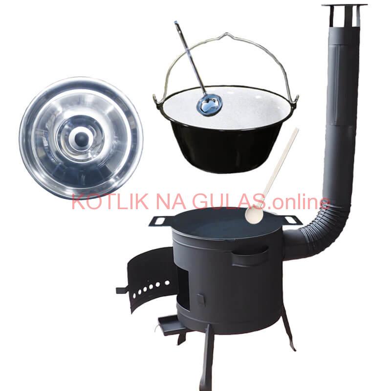 Smaltovaný kotlík 20 L + železná panvica 44 cm UNI + žiaruvzdorná kotlina 42 PLUS 600 4 MM