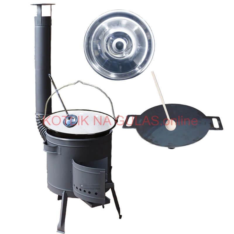 Smaltovaný kotlík 20 L + železná panvica 44 cm UNI + žiaruvzdorná kotlina 42 PLUS 600 4 MM
