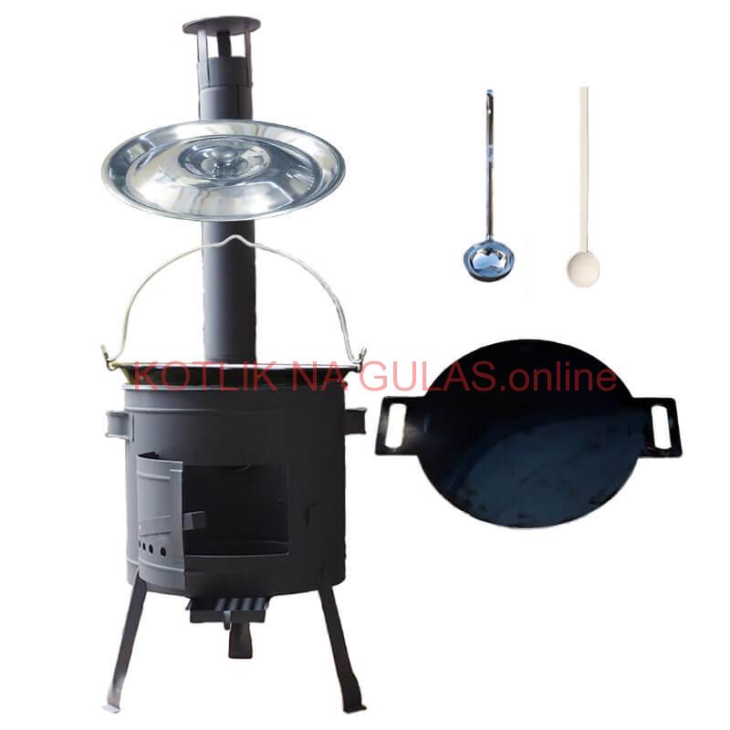 Smaltovaný kotlík 20 L + železná panvica 44 cm UNI + žiaruvzdorná kotlina 42 PLUS 600 4 MM