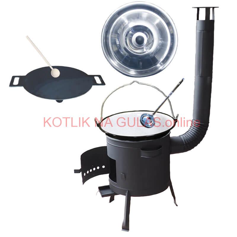 Smaltovaný kotlík 20 L + železná panvica 44 cm UNI + žiaruvzdorná kotlina 42 PLUS 600 4 MM