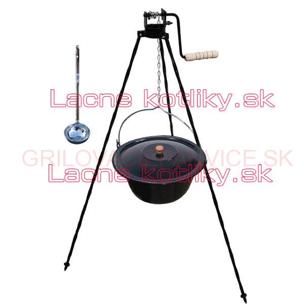 Smaltovaný kotlík 30 L + pokrievka + stojan s kladkou VAR