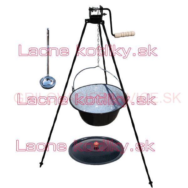 Smaltovaný kotlík 30 L + pokrievka + stojan s kladkou VAR