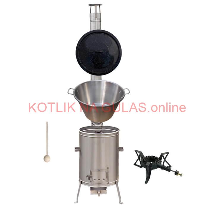 Nerezový kotol 40 L (1,2 mm) + nerezová kotlina 45 cm + horák LUX