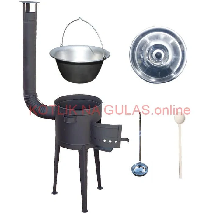 Nerezový kotlík 30 L (1,5 mm) + vysoká žiaruvzdorná kotlina (2,0 mm) HODO 47 cm PLUS 600 + vareška + naberačka