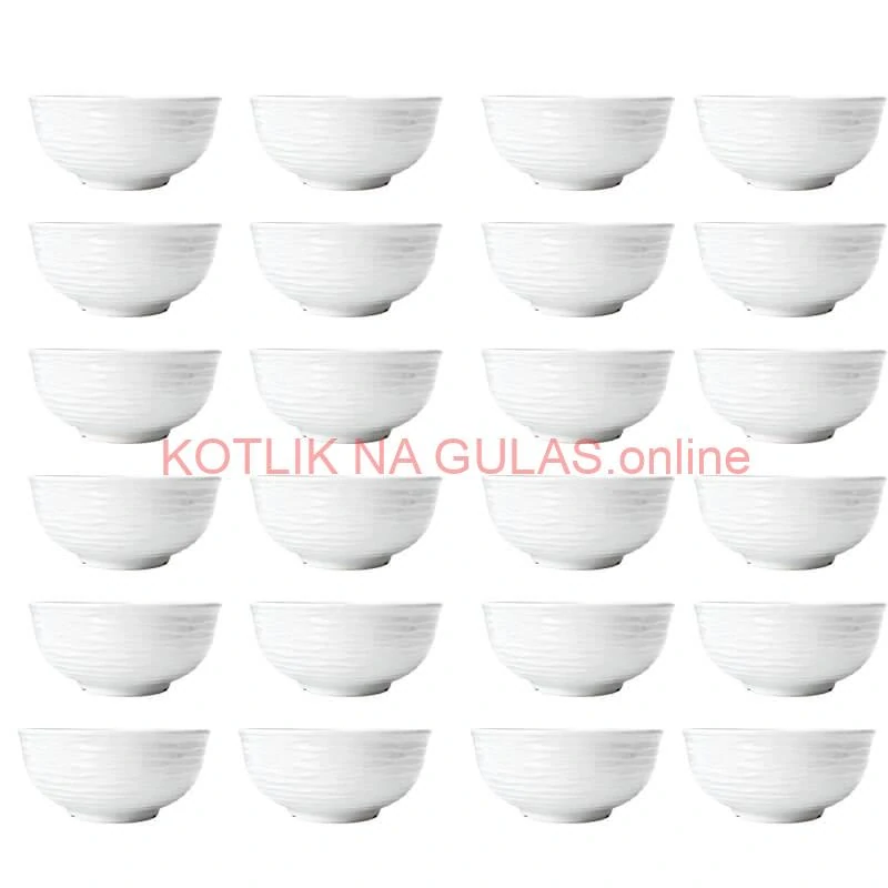 Set 24 ks: Prémiové biele misky s kamennou štruktúrou (750 ml)