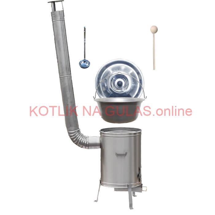 Nerezový kotlík 20 L (1,5 mm) + nerezová kotlina 42 cm + vareška a naberačka LUX