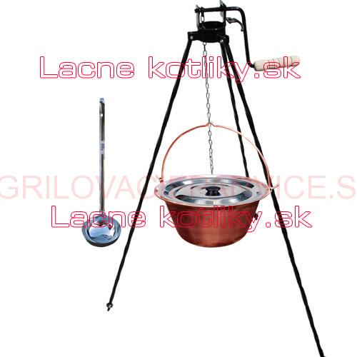 Medený kotlík 10 L (1,2 mm) + pokrievka + stojan s kladkou VAR