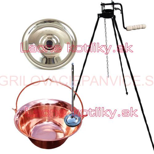 Medený kotlík 10 L (1,2 mm) + pokrievka + stojan s kladkou VAR