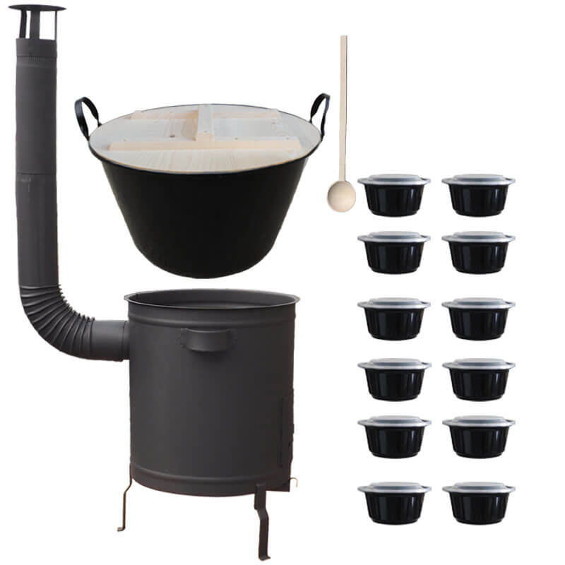 Smaltovaný kotol 80 L + hrubostenná kotlina 60 cm (1,5 mm) STRONG PLUS 600 + misky 12 ks