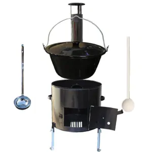 Smaltovaný kotlík 30 L (1,2 mm) + smaltovaná kotlina 45 cm + vareška a naberačka Easy party