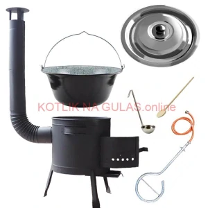 Smaltovaný kotlík (1,2 mm) 25 L + plynový horák k PB + nízka kotlina 42 PLUS 600 + nerezová pokrievka INOX