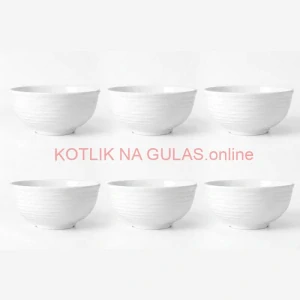 Set 6 ks: Prémiové biele misky s kamennou štruktúrou (750 ml)