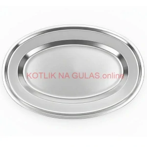 Nerezový oválny podnos (40,5cm) – Odolná servírovacia tácka na mäso aj koláče