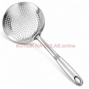 Veľká nerezová penovačka – sitko 19 cm, dĺžka 48 cm