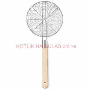 Veľké nerezové sitko 22,5 cm s drevenou rukoväťou – dĺžka 56,5 cm