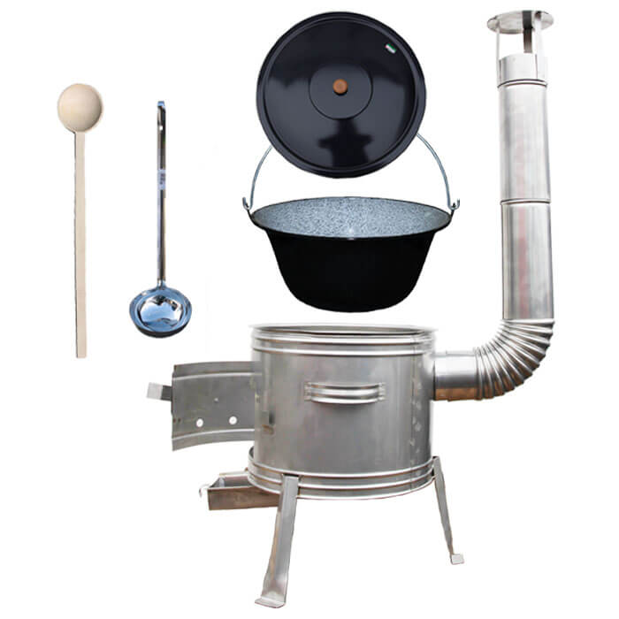 Smaltovaný kotlík 10 L (1,2 mm) + nerezová kotlina 31 cm + vareška a naberačka TOPLUX