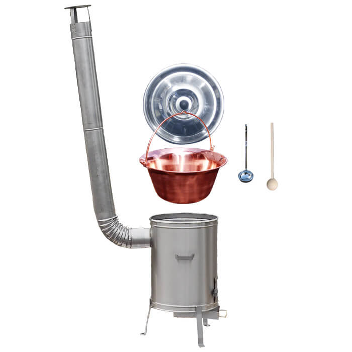 Medený kotlík 14 L (1,2 mm) + nerezová kotlina 36 cm + vareška a naberačka LUX