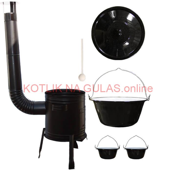 Smaltovaný kotlík 16 L (1,2 mm) + kovová kotlina 39 CLASSIC (KOV) + 2 smaltované servírovacie kotlíky 0,8 L