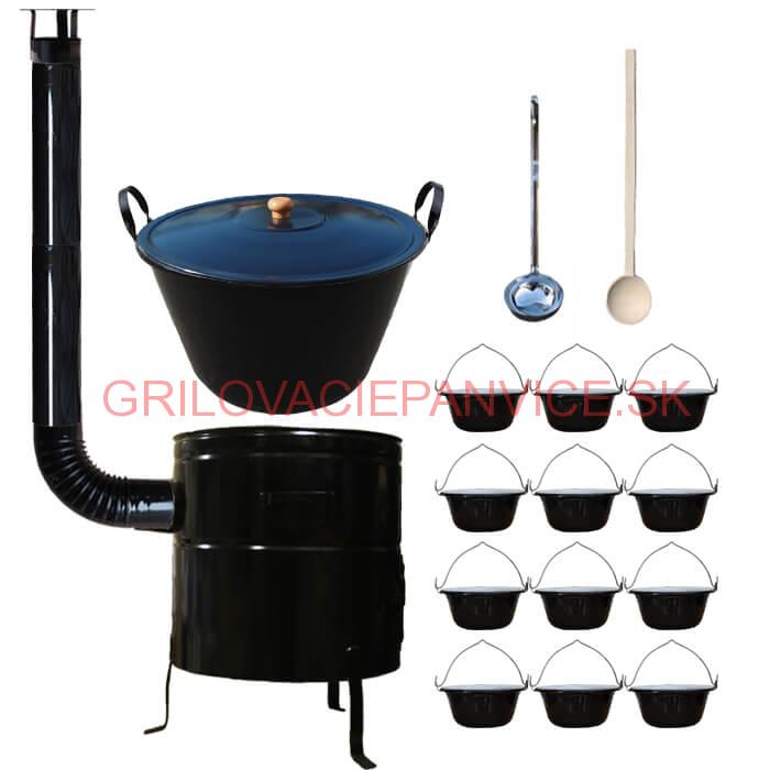 Smaltovaný kotol 70 L + servírovacie kotlíky (12 ks) BIG PARTY