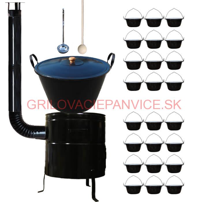 Smaltovaný kotol 80 L + servírovacie kotlíky (24 ks) BIG PARTY