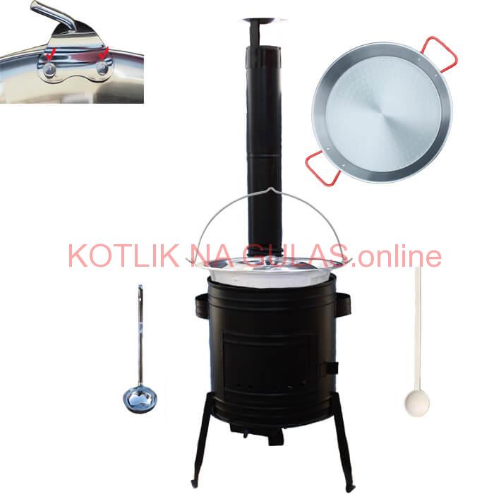 Paella oceľová panvica 46 cm s nerezovým kotlíkom 20 L (0,8 mm) a kotlinou