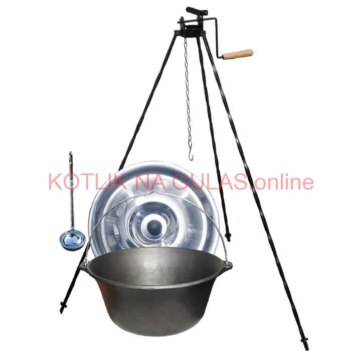 Liatinový kotlík 10,8 L + stojan s kladkou VAR