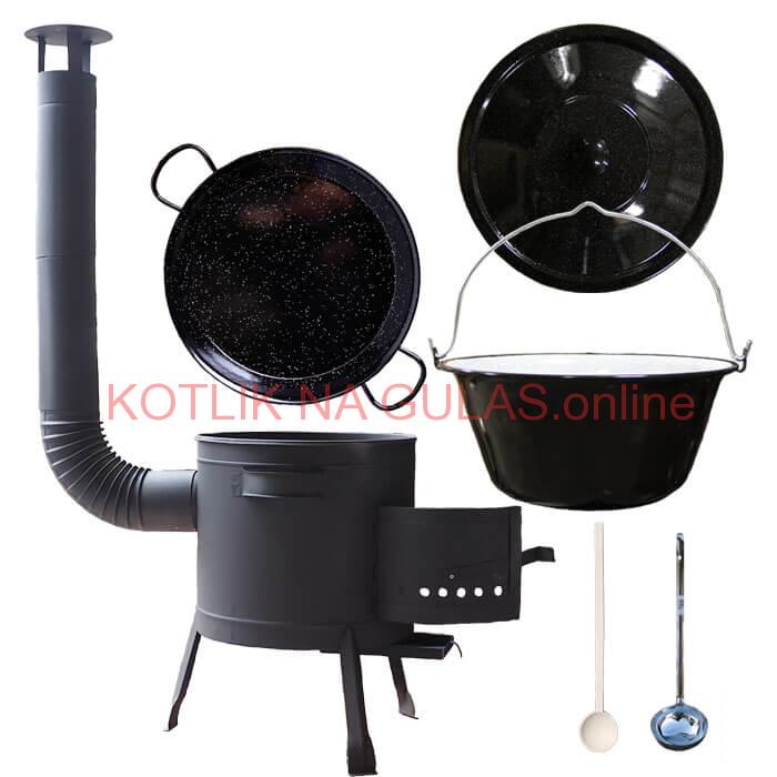 Smaltovaný kotlík 20 L + Paella smaltovaná panvica 46 cm + žiaruvzdorná nízka kotlina 42 PLUS 600