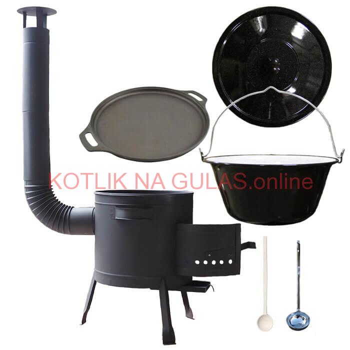 Smaltovaný kotlík 20 L (1,2 mm) + Liatinová panvica 43 cm + žiaruvzdorná kotlina 42 PLUS 600