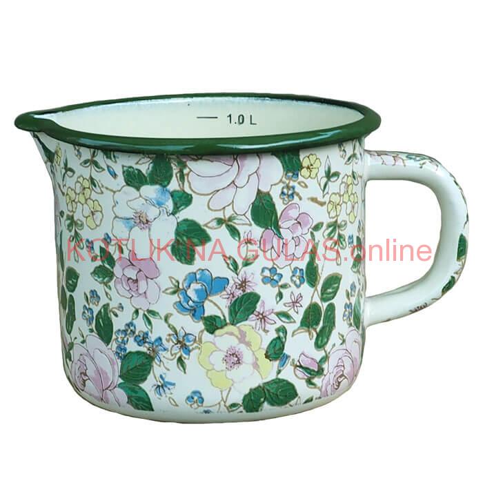 Smaltovaný hrnček s výlevkou 1 L DECOR