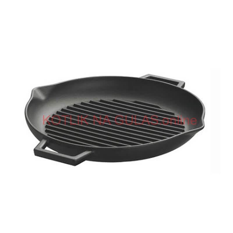 Liatinová panvica na grilovanie 31 cm s výlevkami BBQ