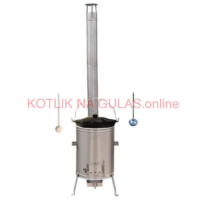 Smaltovaný kotlík 25 L (1,2 mm) + nerezová kotlina 42 cm LUX  + vareška a naberačka