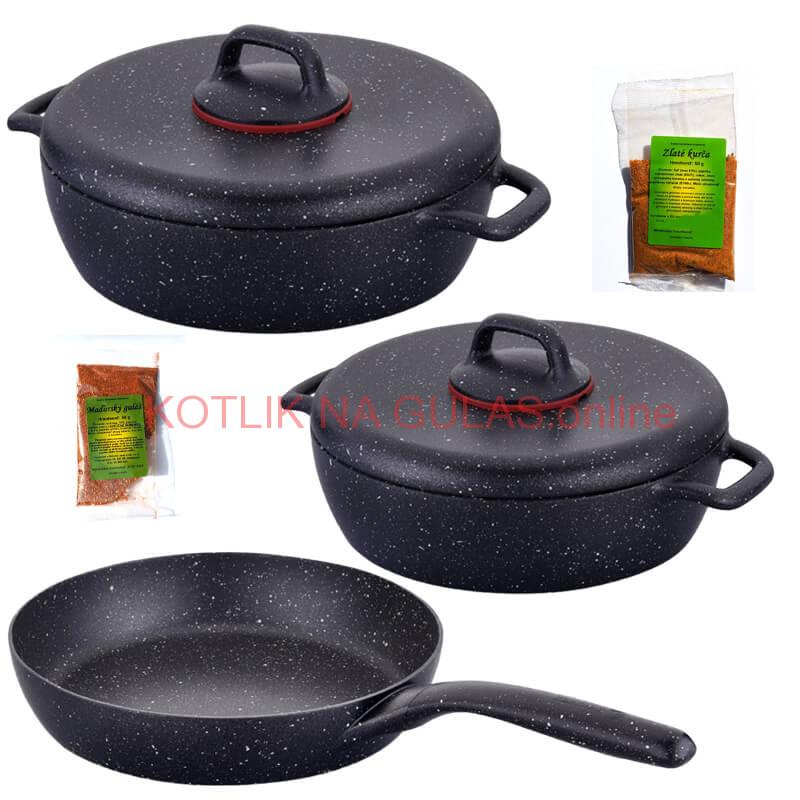 Sada hrncov s pokrievkou + panvica + korenie Classic Plus Volkanit