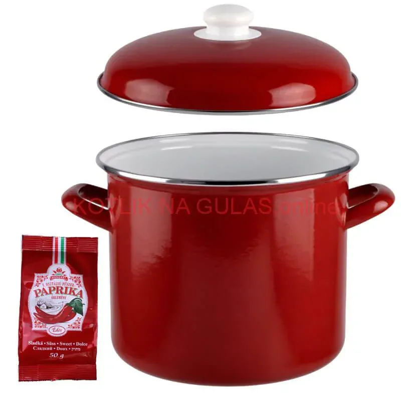 Smaltovaný hrniec s pokrievkou 10,4 L červený + sladká paprika GURMÁN 50 g