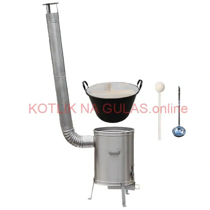 Zabíjačkový smaltovaný kotol 100 L + nerezová kotlina (1,5 mm) 60 cm LUX + vareška a naberačka