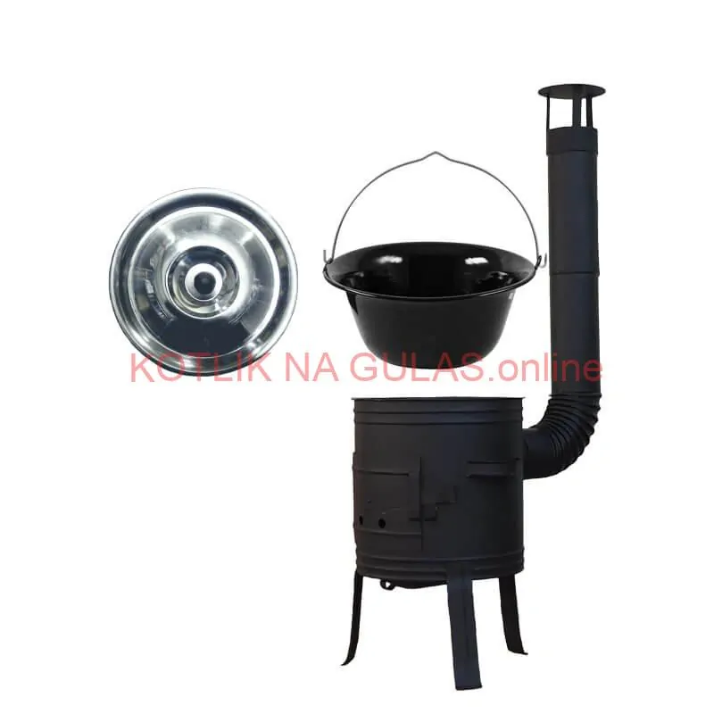 Smaltovaný kotlík 11 L BLACK + nerezová poklice INOX + žáruvzdorná kotlina 33 cm Plus 700