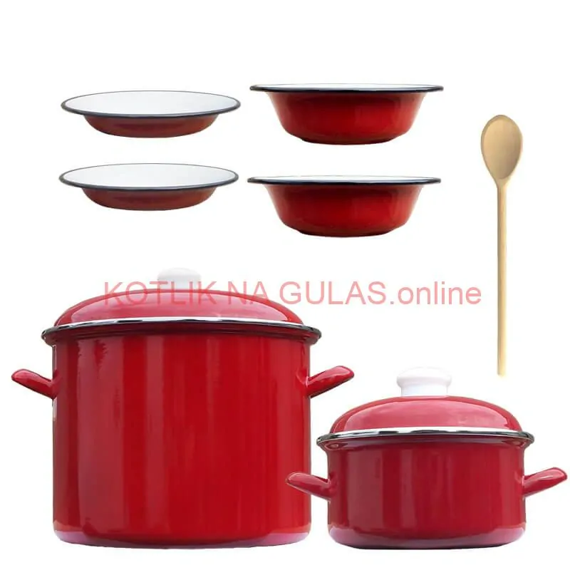 Smaltovaný hrniec s pokrievkou 5,2 l + smaltovaný kastról s pokrievkou 3 L + taniere Classic