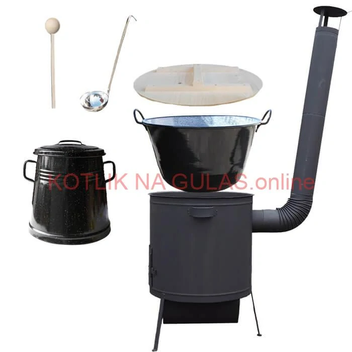 Smaltovaný kotol 100 L + žiaruvzdorná kotlina 42 PLUS 600 4 MM + Nádoba na masť 10 L