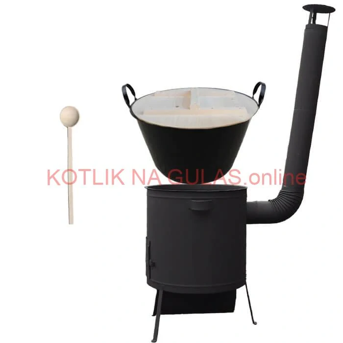Zabíjačkový smaltovaný kotol 100 L, žiaruvzdorná kotlina 42 PLUS 600 4 MM, drevená pokrievka + vareška