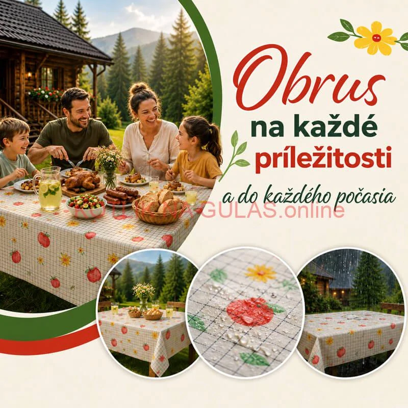 Umývateľný obrus Jablká a kvety 137 × 183 cm