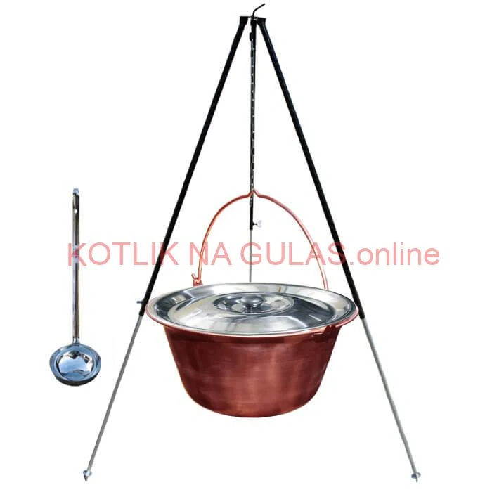 Medený kotlík 30 L (1,2 mm) + pokrievka + klasická teleskopická trojnožka