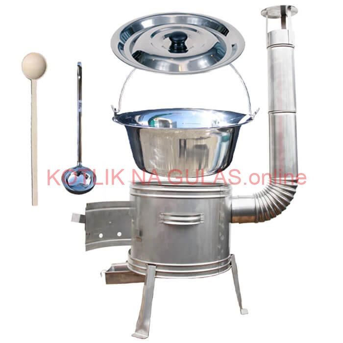 Antikorový kotlík 8 L (0,8 mm) + nerezová kotlina 31 cm + vareška a naberačka TOPLUX