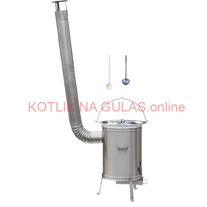 Antikorový kotlík 14 L (0,8 mm) + nerezová kotlina 36 cm + vareška a naberačka LUX