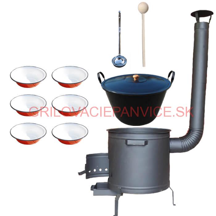 Smaltovaný kotol 50 L + smaltované taniere 6 ks PLUS 600