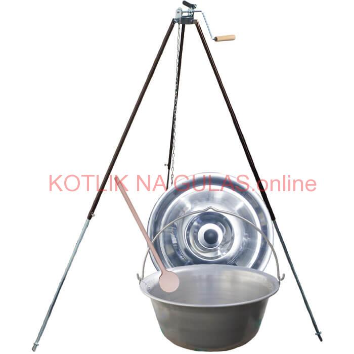 Nerezový kotlík 15 L (1,5 mm) + teleskopická trojnožka s poistnou kladkou + pokrievka