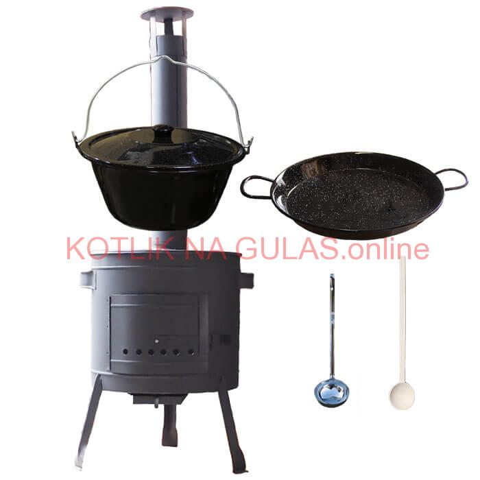 Smaltovaný kotlík 20 L + Paella smaltovaná panvica 46 cm + žiaruvzdorná nízka kotlina 42 PLUS 600