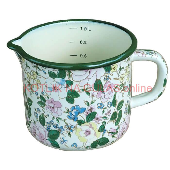 Smaltovaný hrnček s výlevkou 1 L DECOR