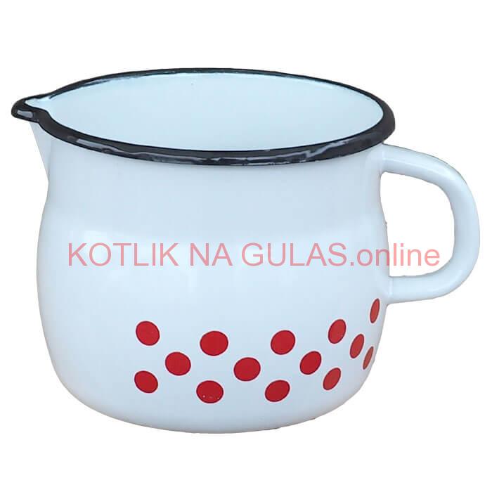 Smaltovaný hrnček s výlevkou 1,5 L baňatý - bodkovaný